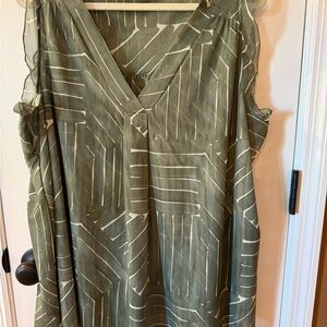 Lane Bryant Olive Striped Blouse
